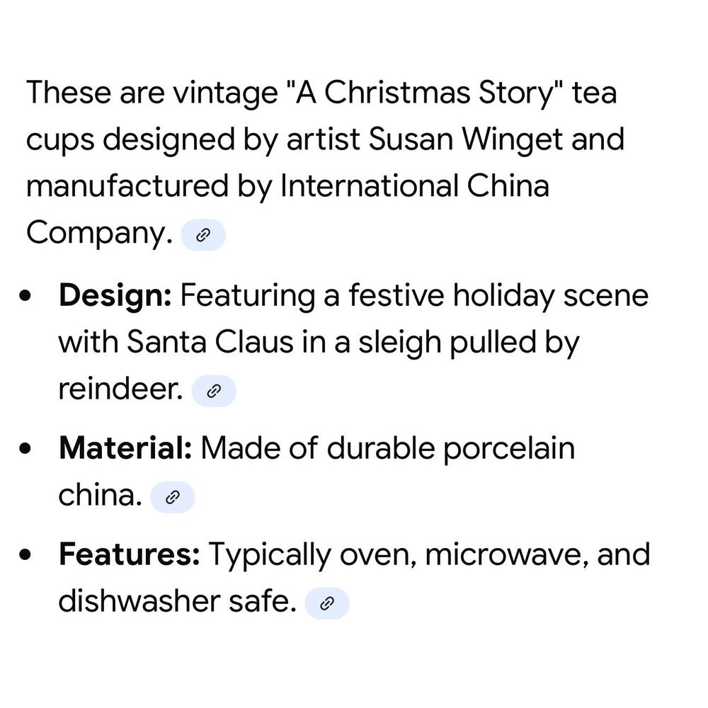 International China Company Christmas story SUSAN WINGET 2 China cups - Picture 8 of 10